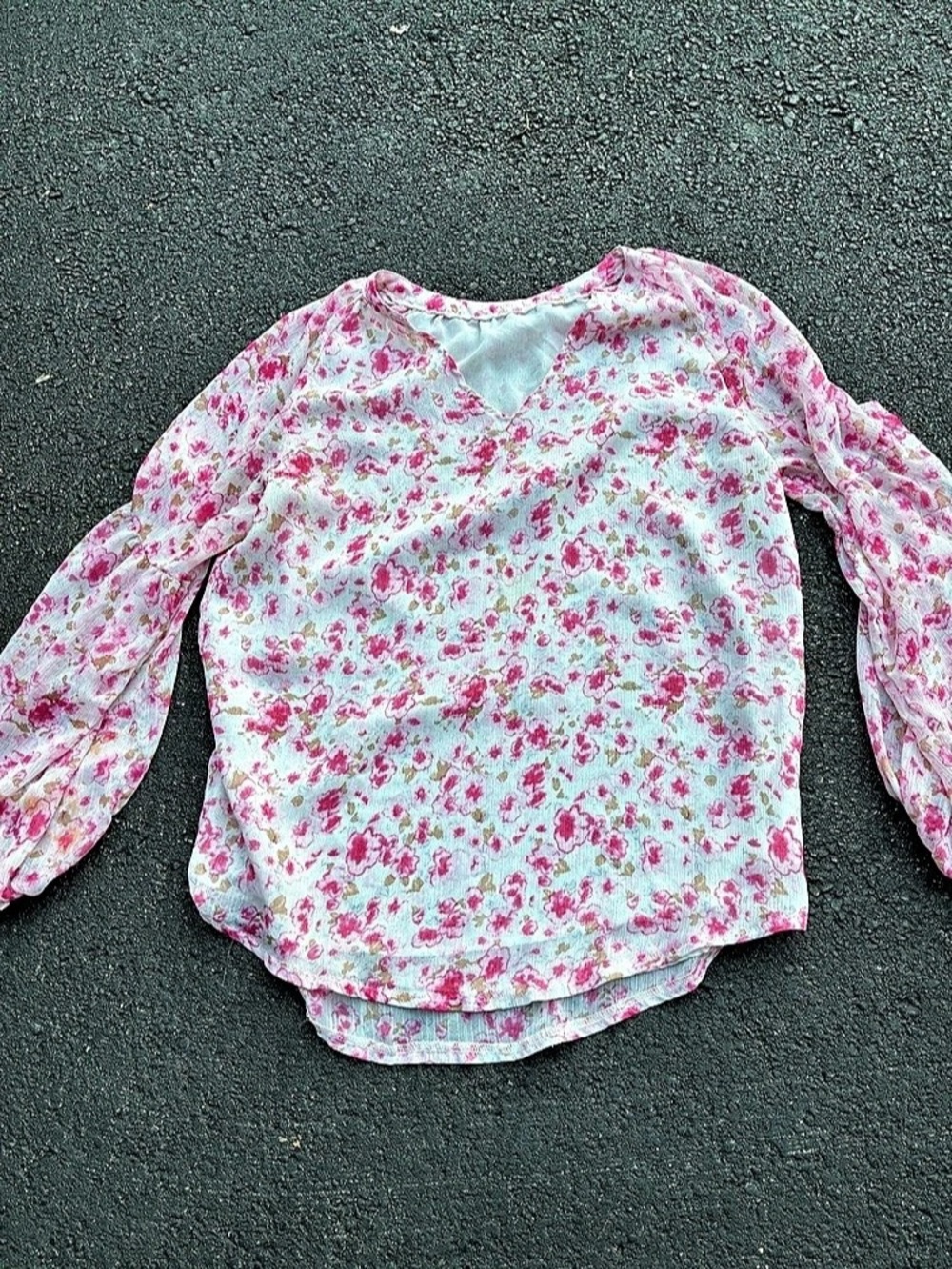 Floral Crop Top in Pink & White Size Small